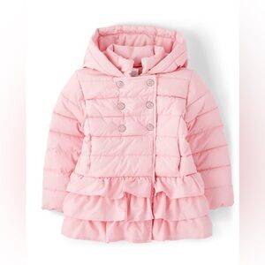 Gymboree Royal Princess Pink Puffer Jacket w/ Ruffles & Hood size 7